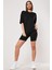 Kadın Düz Siyah Oversize T-Shirt 2
