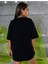 Kadın Siyah No Bad Vıbes Baskılı Oversize T-Shirt 2