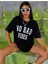 Kadın Siyah No Bad Vıbes Baskılı Oversize T-Shirt 5