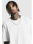 Erkek Beyaz Düz Oversize T-Shirt 2