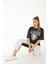 Kadın Siyah Oversize Los Angeles Baskılı T-Shirt 2