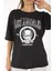 Kadın Siyah Oversize Los Angeles Baskılı T-Shirt 4