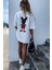 Kadın Beyaz Sırt Baskılı Mickey Mouse T-Shirt 1