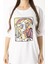 Kadın Beyaz Abstract Figure Baskılı Oversize T-Shirt 4