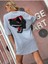 Kadın Gri Sırt Baskılı Dinazor Oversize T-Shirt 5