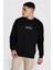 Erkek Siyah Man Baskili Oversize Sweatshirt 1