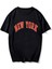 Erkek Siyah T-Shirt New York Kırmızı Baskılı Oversize Tişört 1