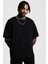 Erkek Siyah Düz Oversize T-Shirt 1
