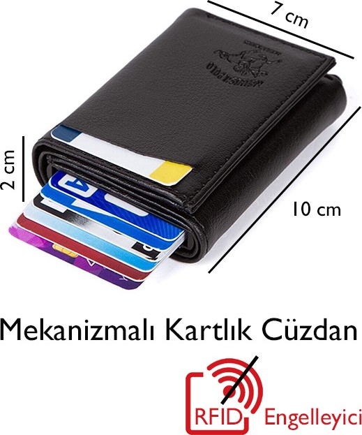 Adelina Erkek Siyah Mekanizmalı Otomatik Kızaklı Kartlık Cüzdan (7CMX10CM)