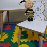 Gerek Bu Yaz Sil Yüzey - Ayıcık Temalı Montessori Çocuk Aktivite Masa Sandalye Takımı (1 Masa 1 Sandalye)