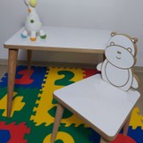 Gerek Bu Yaz Sil Yüzey - Su Aygırı Temalı Montessori Çocuk Aktivite Masa Sandalye Takımı (1 Masa 1 Sandalye)
