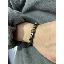 Padore Accessory Unisex - Akik Taşı ile Tasarlanmış Metal Detaylı Çok Zarif Doğal Taş Bileklik | Handmade