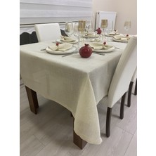 Zeren Home Keten Görünümlü Simli Linen Masa Örtüsü Gold