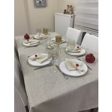 Zeren Home Keten Görünümlü Simli Linen Masa Örtüsü Gold