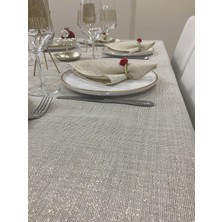 Zeren Home Keten Görünümlü Simli Linen Masa Örtüsü Gold