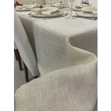 Zeren Home Keten Görünümlü Simli Linen Masa Örtüsü Gold