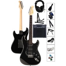 Midex RPH20XBK-AMP Black Elektro Gitar Seti 20 WATT GAİN'Lİ Amfi Kulaklık Full SET