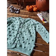 Handmade Ponponlu El Örgüsü Çocuk Hırkası