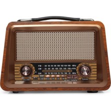 Bayındır Elektronik Gerçek Ahşap Eskitme Bluetooth Hoparlör Mp3 Çalar Müzik Kutusu Nostaljik Radyo