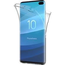 Teknomoda Samsung Galaxy S10 Plus 360 Derece Kılıf Şeffaf Silikon Ön + Arka
