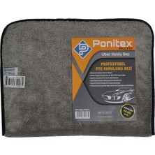 Ponitex 3510 (3 Adet) Mikrofiber Gri Uber Havlu Oto Kurulama ve Çok Amaçlı Temizlik Bezi 40X60 Cm.