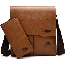 Jeep Buluo 2'li Paket Erkek Deri Çapraz Askılı Omuz Çantası (Yurt Dışından)