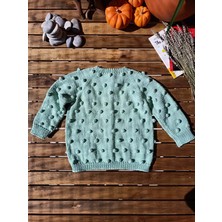 Handmade Ponponlu El Örgüsü Çocuk Hırkası
