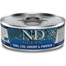 N&D Nd 1997 Ocean Ton Balığı, Morina Balığı Karides ve Balkabaklı Kedi Konservesi 80 gr