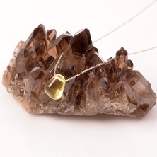 Taş Sandığı Limon Kuvars Taşı Gümüş Kolye