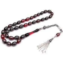 Tesbih Rüyası Gümüş Nokta Çeşmi Işlemeli Ateş Kehribar Tesbih