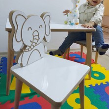 Gerek Bu Yaz Sil Yüzey - Fil Temalı Montessori Çocuk Aktivite Masa Sandalye Takımı 2+1