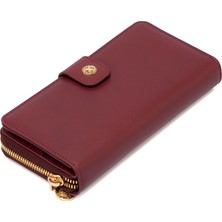 Tergan Bordo Deri Kadın Cüzdan 05789X31