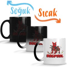 Baskı Dükkanı Dogpool Pug Köpek Sihirli Kupa Bardak Porselen