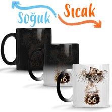 Baskı Dükkanı Route 66 Sihirli Kupa Bardak Porselen