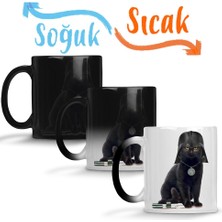 Baskı Dükkanı Kedi Star Wars Cat Vader Sihirli Kupa Bardak Porselen