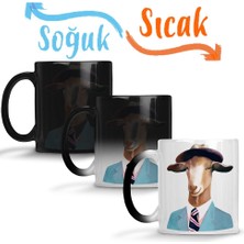 Baskı Dükkanı Süslü Keçi Grafiği Sihirli Kupa Bardak Porselen