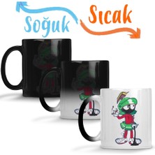 Baskı Dükkanı Marvin The Martian Smoking Sihirli Kupa Bardak Porselen