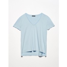 Dilvin 3470 V Yaka Basic T-Shirt-Bebe Mavi