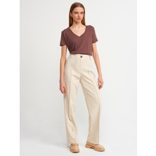 Dilvin 3470 V Yaka Basic T-Shirt-K.kahve