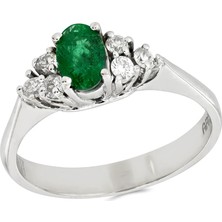 T51 Tuğrul Altın 0,58 Ct Pırlanta Zümrüt Yüzük