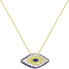 T51 Tuğrul Altın Altın Nazar Boncuklu Kolye T004276