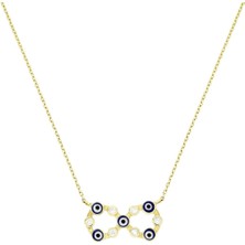 T51 Tuğrul Altın Altın Nazar Boncuklu Kolye T010792