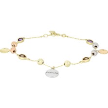 T51 Tuğrul Altın Renkli Taşlı Altın Bileklik  T042834