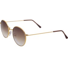 Eroe E103 Metal Model Oval Gold Kahverengi Degrade Unisex Güneş Gözlüğü C4 CAT.2