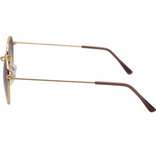 Eroe E103 Metal Model Oval Gold Kahverengi Degrade Unisex Güneş Gözlüğü C4 CAT.2