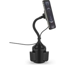 Spigen OneTap Cup Holder Bardaklık Araç Tutacağı + MagSafe Manyetik Kablosuz Şarj Cihazı iPhone 13 / iPhone 12 Serisi ile Uyumlu ITS68W Black - ACP03810
