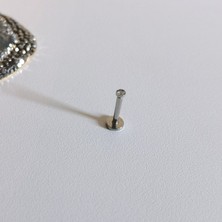Bylin Cerrahi Çelik Zirkon Taşlı Dudak Piercing 10 mm - 1 Adet
