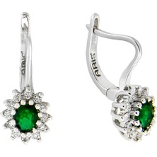 T51 Tuğrul Altın 0,79 Ct Zümrüt Pırlanta Küpe