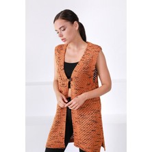 Ferraro Orange V Yaka Yünlü Kadın Triko Yelek