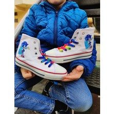 Mech Butik Çocuk Spor Ayakkabı,keten Baskılı Sonic Çizgi Film Karakterli Sneaker Çocuk Beyaz Spor Ayakkabı